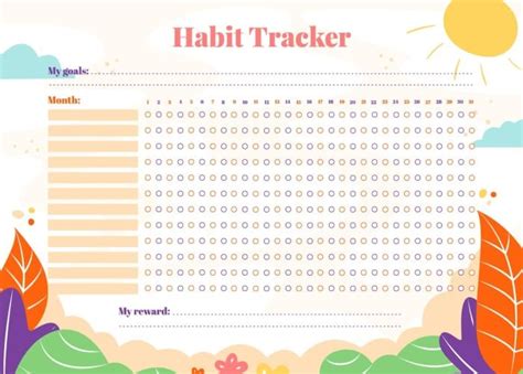 Personalize This Hand Drawn Colorful Habit Tracker Planner Layout Online