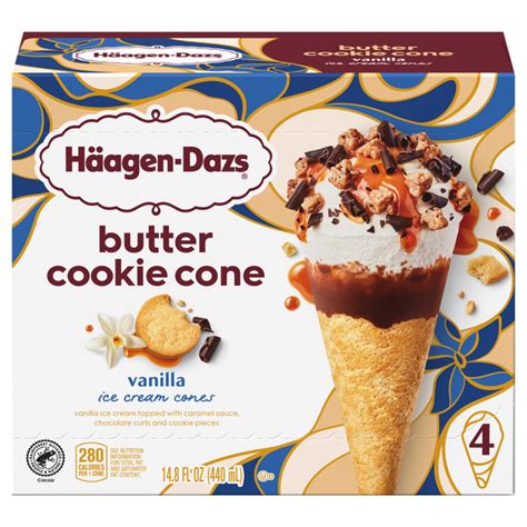 Save On Haagen Dazs Butter Cookie Ice Cream Cones Vanilla 4 Ct Order