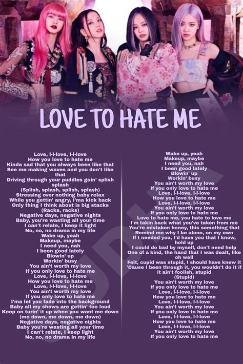 Blackpink Love To Hate Me Song Lyrics Artofit