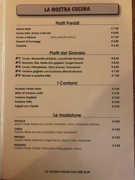 Menu at Pizzeria Il Granaio, San Giovanni Lupatoto