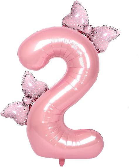 Amazon.com: 40 inch Pink Number 2 Balloon, Pink Happy Birthday Number ...