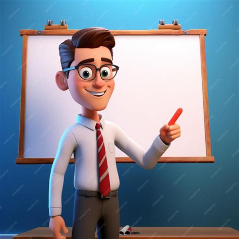 Premium Ai Image Cartoon Man In Glasses Pointing At A White Board