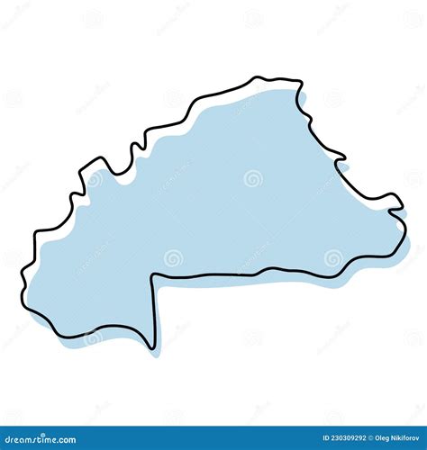 Stylized Simple Outline Map Of Burkina Faso Icon Blue Sketch Map Of