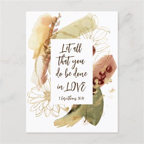 1 Corinthians 16 14 Let All You Do Be Done In Love Postcard Zazzle