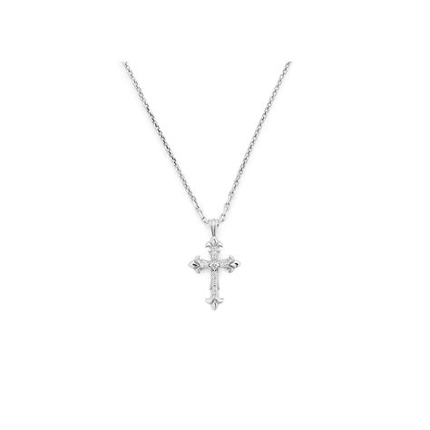 Diamond Small Fleury Cross Necklace