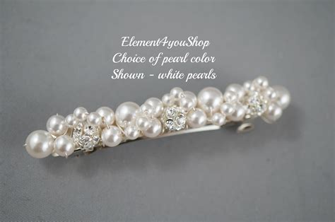 Bridal Barrette Wedding Pearl Cluster Barrette Ivory White Etsy