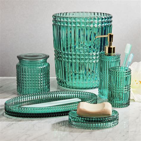 2 Piece Glass Bath Accessory Set By Drew Barrymore Flower Home Green In 2020