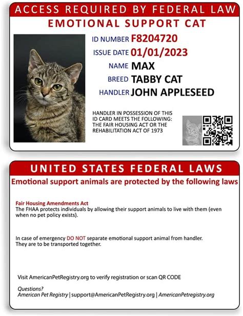 Emotional Support Cat ID Card + Registration to Emotional Support Anim ...