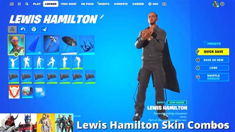 Lewis Hamilton Skin Combos Fortnite Battle Royale Youtube