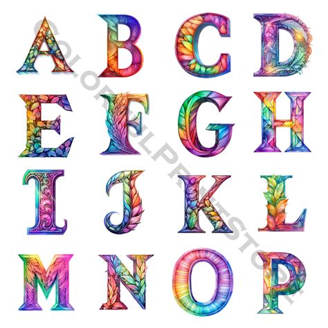 Rainbow Alphabet Clipart Colorful Lettering Colorful Letters PNG ...