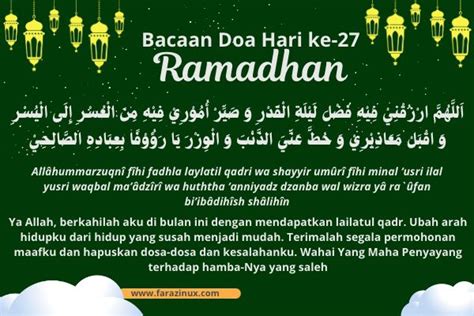 Doa Puasa Hari Ke 27 Ramadhan Arab Latin Dan Artinya