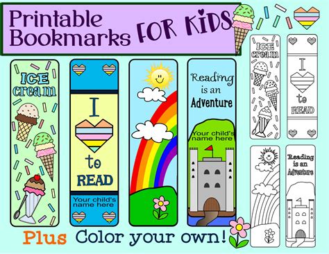 Printable Bookmarks for Kids, Kids Art, Color Your Own Bookmark ...