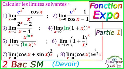 Fonction Exponentielle Limites Exponentielle 2 Bac SM Exercice