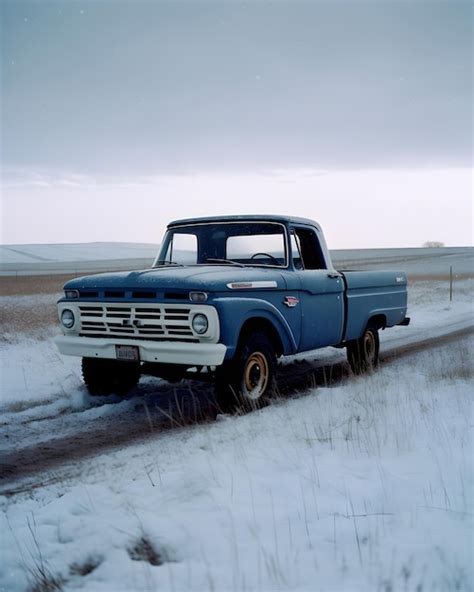 Premium AI Image | wild photo angle blue 4 wheel Car In field full of snow