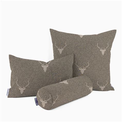 SCHÖNER LEBEN Kissenhülle Jacquard Hirschkopf mit Geweih braun beige