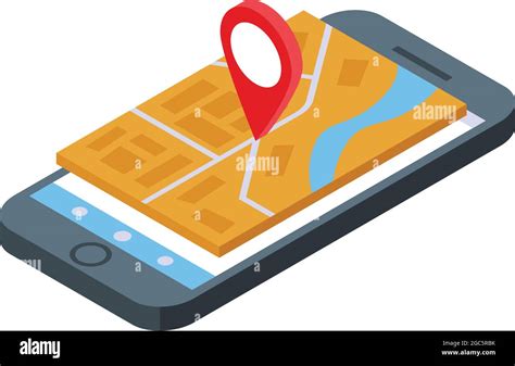 Phone Gps Map Icon Isometric Vector Mobile Route Screen App Stock