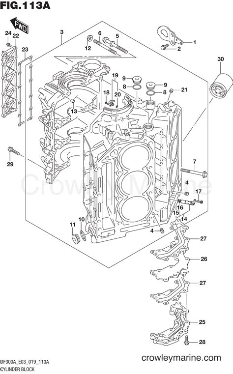 CYLINDER BLOCK Serial Range Four Stroke Outboard 250 DF250AP 910001