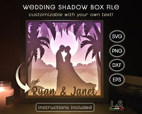 Customizable Wedding Shadow Box Svg Cricut Couple Shadowbox Svg