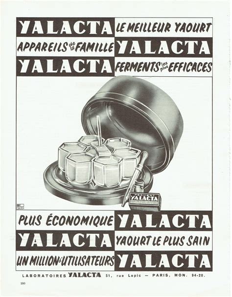 publicité Advertising 0921 1953 appareils ferments Yalacta yaourt