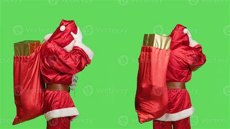 Santa With Headache Carries Bag Of Ts Trying To Deliver Presents To