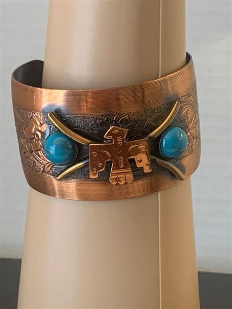 Bracelet Copper Cuff Navajo Gem