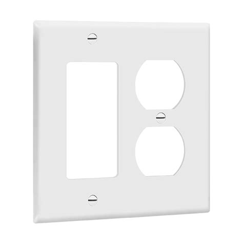 Combination Two Gang Wall Plate Duplex Receptacle And Decorator GFCI