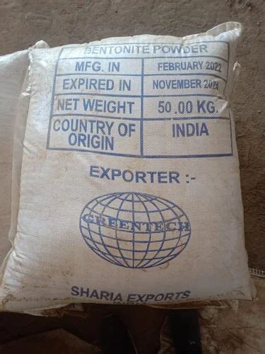 Bentonite Clay Powder Packaging Type Jumbo Bag Packaging Size 50 Kg