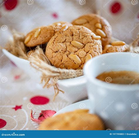 Delicious Pine Nut Biscuits Stock Image - Image of biscuits, dough