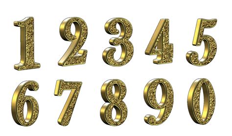 Golden 3d Numbers With Transparent Background