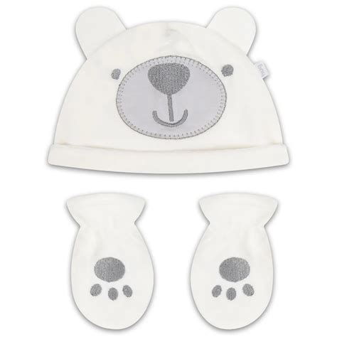 Kit Touca E Luva Encanto Urso Off White Hug Artigos Para Beb S