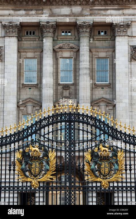 The Royal Coat Of Arms On The Gates Of Buckingham Palace London