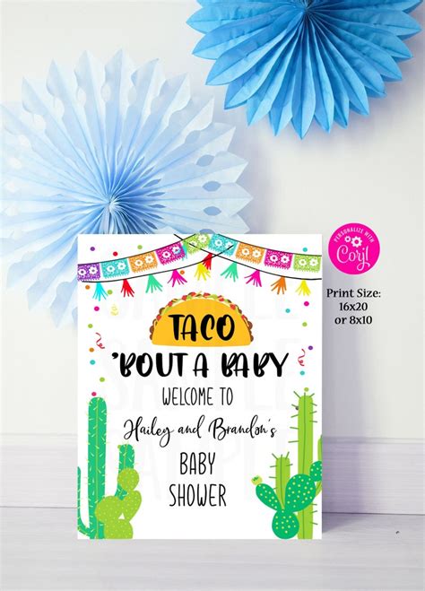 Editable Taco Bout A Baby Welcome Sign Baby Shower Welcome Etsy