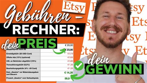 Kostenloser Etsy Gebühren Rechner für digitale Produkte Etsy für