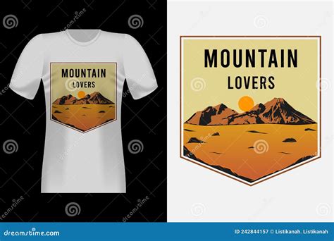 Mountain Lovers Hand Drawn Style Vintage T Shirt Design Stock Vector