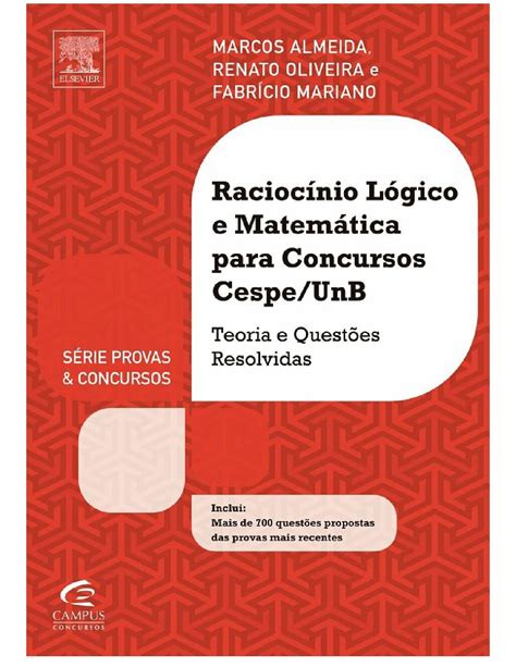 Raciocinio lógico e matematica para concursos cespe unb fabricio