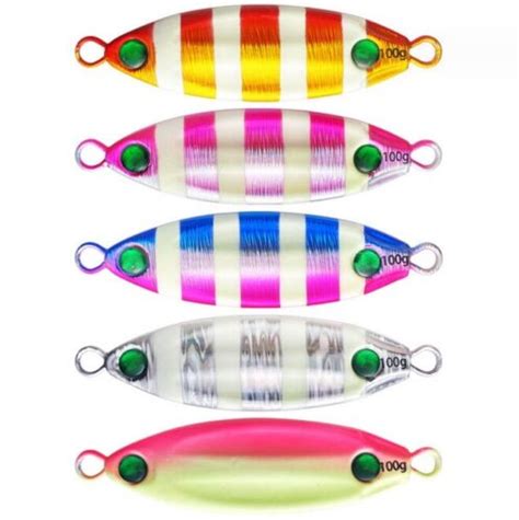 Lot 4pcs Glow Slow Fall Pitch Fishing Lures Sinking Lead Metal Flat