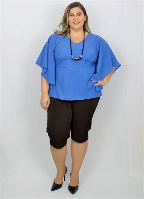 BLUSA SOCIAL CREPE FEMININA PLUS SIZE