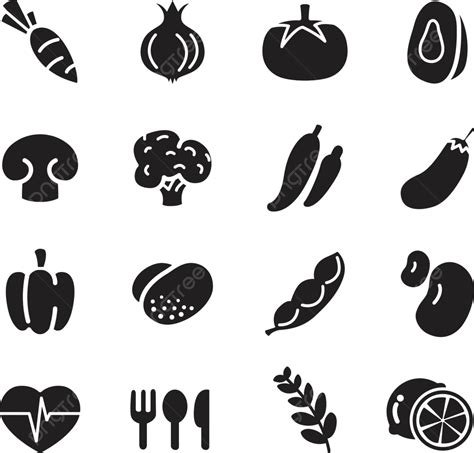 Silhouette Vegetable Icons Carrot Sweet Cauliflower Vector Carrot