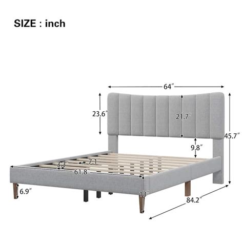 Queen Size Upholstered Platform Bed Frame With Vertical Channel Tufted