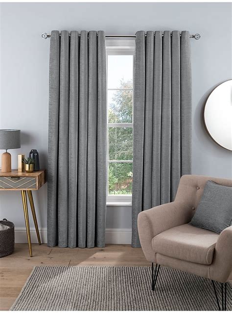 Sleepdown Chenille Eyelet Curtains In Silver Home George At Asda