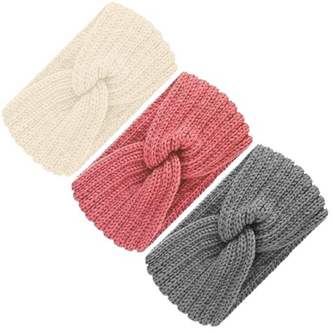 Stirnband Kinder Mädchen Stirnband Damen Winter Strick 3 Pcs