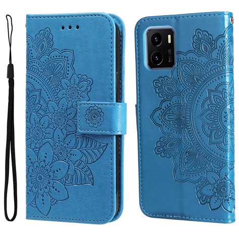 For Vivo Y S Y A Petal Flowers Embossed Flip Leather Phone