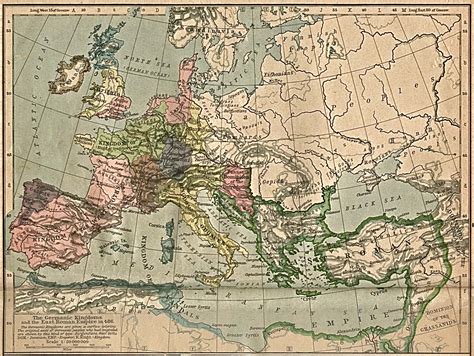 Map Of The Germanic Kingdoms And East Roman Empire 486