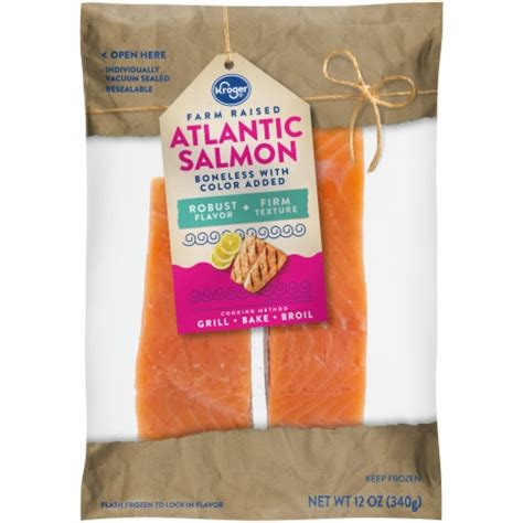 Kroger Frozen Farm Raised Boneless Frozen Atlantic Salmon 12 Oz Kroger