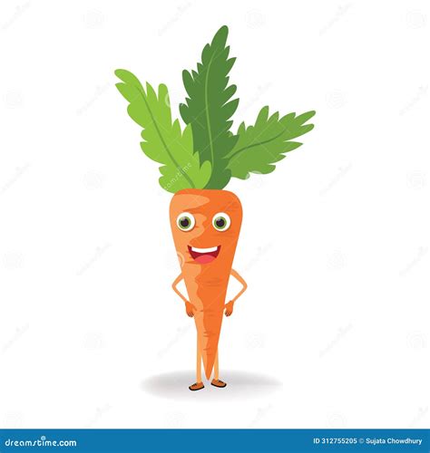 Carrot Character With Funny Cartoon Smiling Semi Realistic Carrot