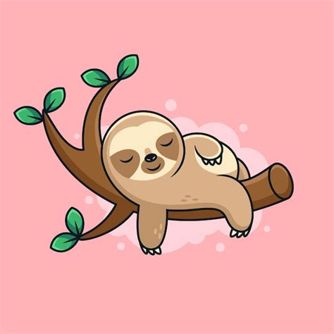 Premium Vector Cute Sleep Sloth Cartoon With Cute Pose Cartoon Icon