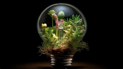 Premium Ai Image A Light Bulb With Plants Inside