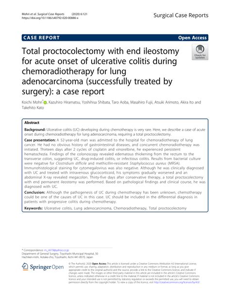 Pdf Total Proctocolectomy With End Ileostomy For Acute Onset Of