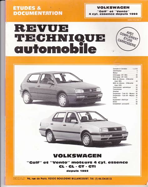 Rta 5441 Vw Golf Et Vento 4 Cylessence Depuis 92 9782726854419 Etai Books