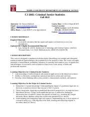 Cj Cj Statistics Syllabus Fall Docx Temple University